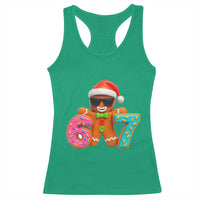 Funny 67 Meme Gingerbread Donut Racerback Tank Top Cool Christmas Cookie Six Seven Santa Hat Sprinkles - Wonder Print Shop