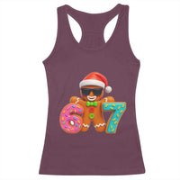 Funny 67 Meme Gingerbread Donut Racerback Tank Top Cool Christmas Cookie Six Seven Santa Hat Sprinkles - Wonder Print Shop