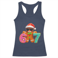 Funny 67 Meme Gingerbread Donut Racerback Tank Top Cool Christmas Cookie Six Seven Santa Hat Sprinkles - Wonder Print Shop