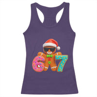 Funny 67 Meme Gingerbread Donut Racerback Tank Top Cool Christmas Cookie Six Seven Santa Hat Sprinkles - Wonder Print Shop