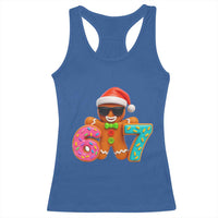 Funny 67 Meme Gingerbread Donut Racerback Tank Top Cool Christmas Cookie Six Seven Santa Hat Sprinkles - Wonder Print Shop