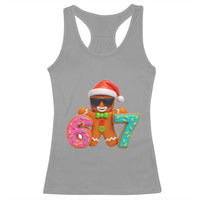 Funny 67 Meme Gingerbread Donut Racerback Tank Top Cool Christmas Cookie Six Seven Santa Hat Sprinkles - Wonder Print Shop
