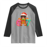 Funny 67 Meme Gingerbread Donut Raglan Shirt Cool Christmas Cookie Six Seven Santa Hat Sprinkles - Wonder Print Shop