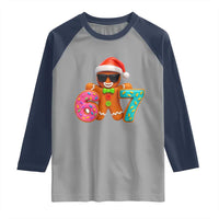 Funny 67 Meme Gingerbread Donut Raglan Shirt Cool Christmas Cookie Six Seven Santa Hat Sprinkles - Wonder Print Shop