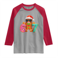 Funny 67 Meme Gingerbread Donut Raglan Shirt Cool Christmas Cookie Six Seven Santa Hat Sprinkles - Wonder Print Shop