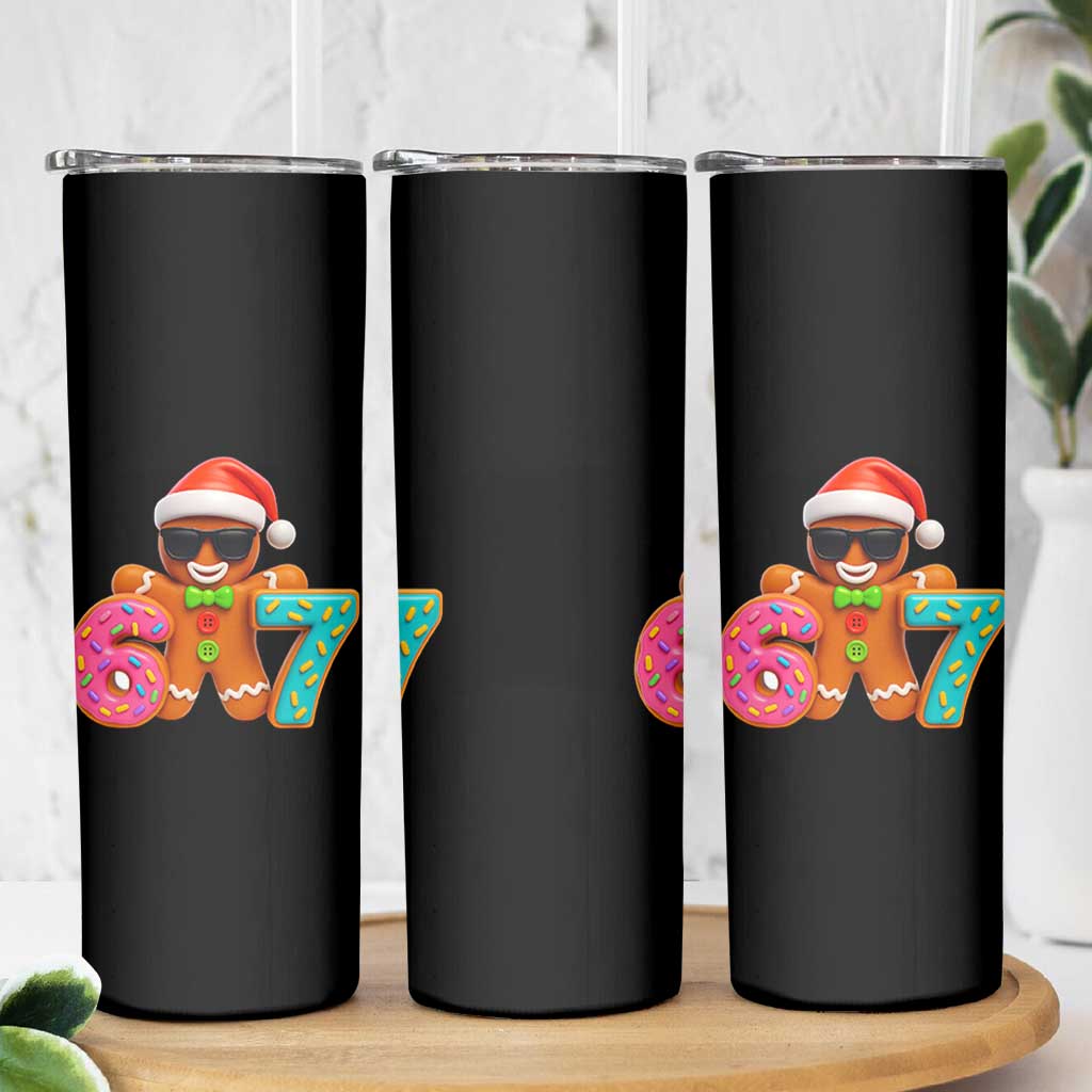 Funny 67 Meme Gingerbread Donut Skinny Tumbler Cool Christmas Cookie Six Seven Santa Hat Sprinkles - Wonder Print Shop