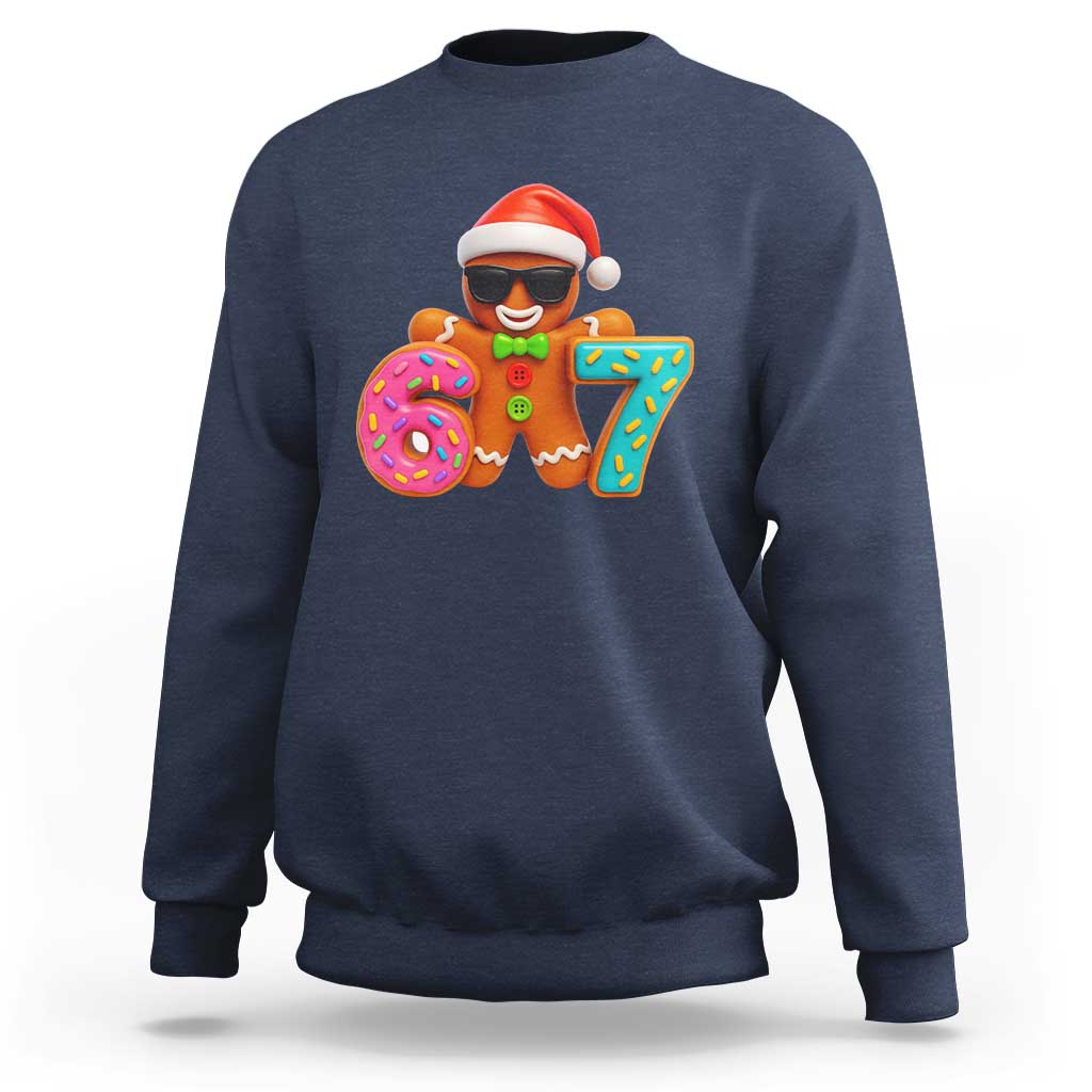 Funny 67 Meme Gingerbread Donut Sweatshirt Cool Christmas Cookie Six Seven Santa Hat Sprinkles - Wonder Print Shop