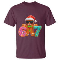 Funny 67 Meme Gingerbread Donut T Shirt Cool Christmas Cookie Six Seven Santa Hat Sprinkles - Wonder Print Shop