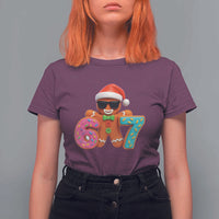 Funny 67 Meme Gingerbread Donut T Shirt For Women Cool Christmas Cookie Six Seven Santa Hat Sprinkles - Wonder Print Shop
