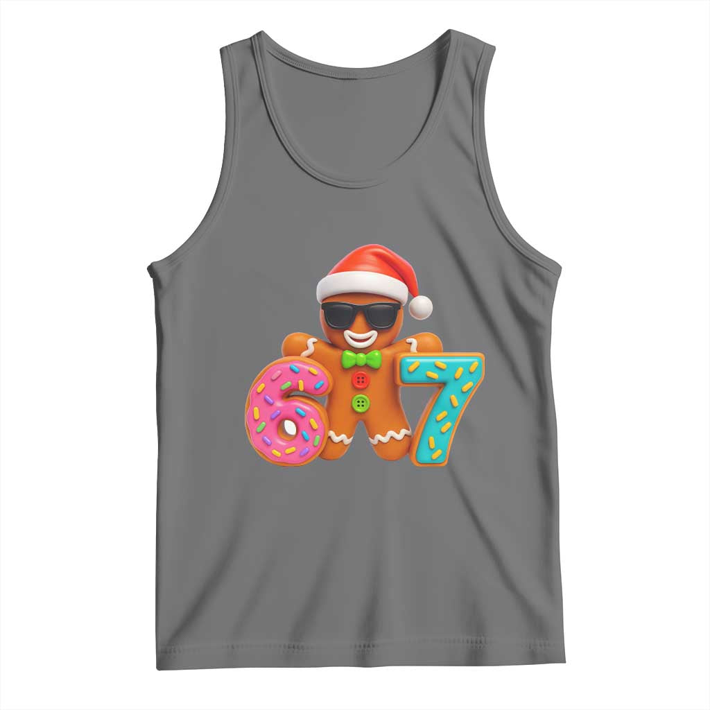 Funny 67 Meme Gingerbread Donut Tank Top Cool Christmas Cookie Six Seven Santa Hat Sprinkles - Wonder Print Shop