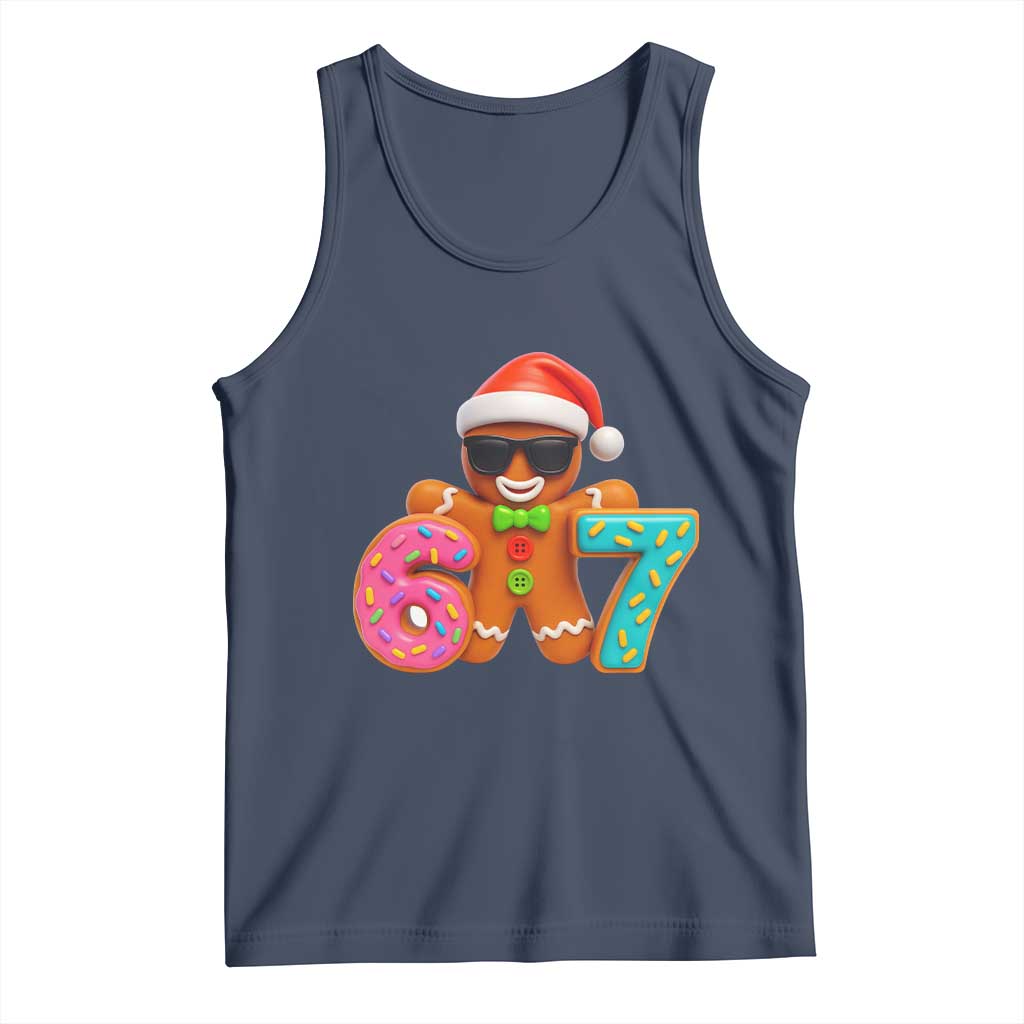 Funny 67 Meme Gingerbread Donut Tank Top Cool Christmas Cookie Six Seven Santa Hat Sprinkles - Wonder Print Shop