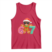 Funny 67 Meme Gingerbread Donut Tank Top Cool Christmas Cookie Six Seven Santa Hat Sprinkles - Wonder Print Shop