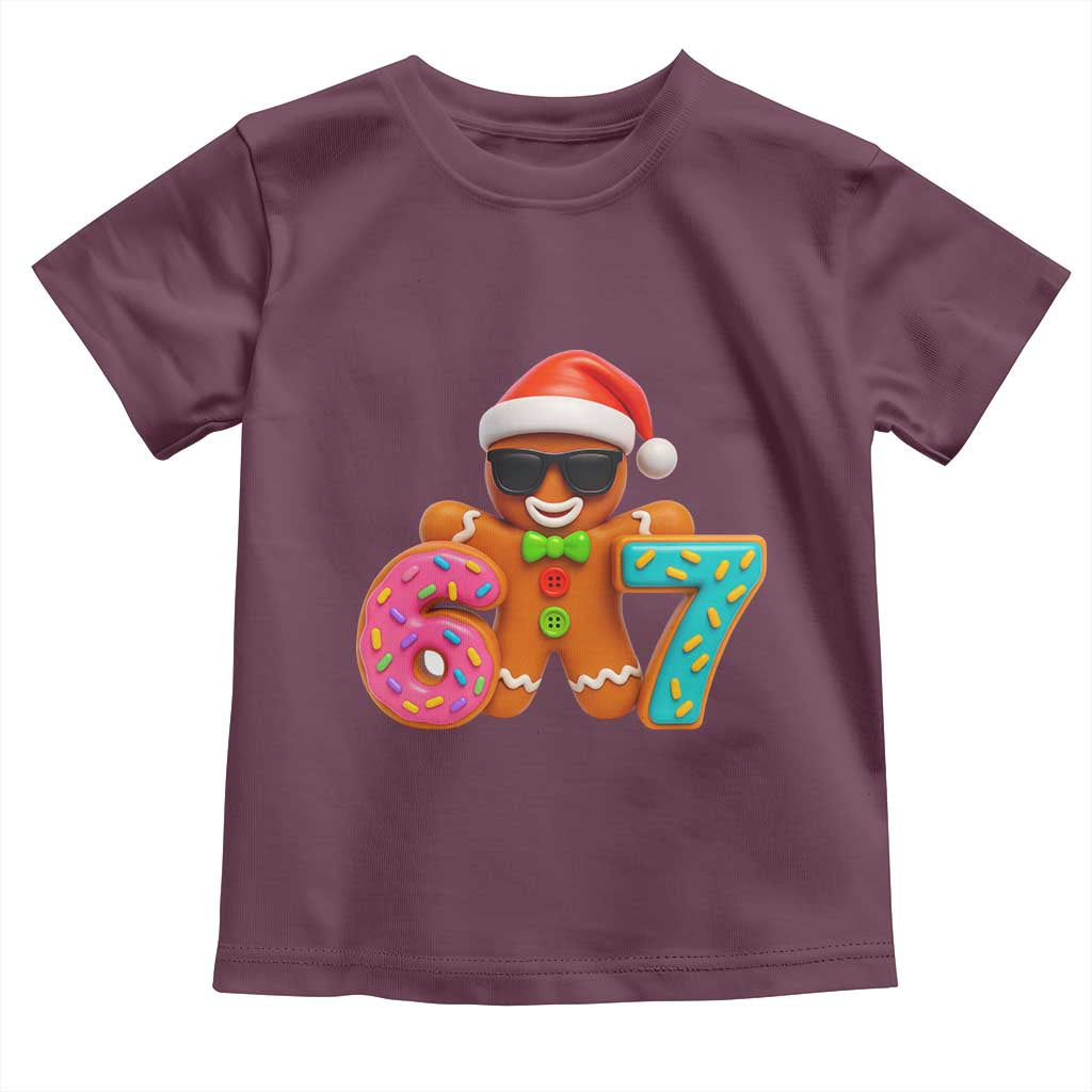 Funny 67 Meme Gingerbread Donut Toddler T Shirt Cool Christmas Cookie Six Seven Santa Hat Sprinkles - Wonder Print Shop