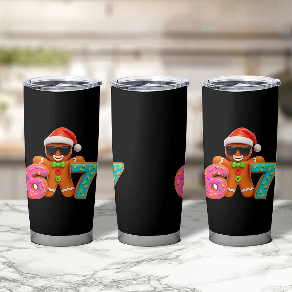 Funny 67 Meme Gingerbread Donut Tumbler Cup Cool Christmas Cookie Six Seven Santa Hat Sprinkles - Wonder Print Shop
