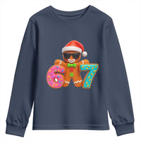 Funny 67 Meme Gingerbread Donut Youth Sweatshirt Cool Christmas Cookie Six Seven Santa Hat Sprinkles - Wonder Print Shop