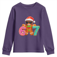 Funny 67 Meme Gingerbread Donut Youth Sweatshirt Cool Christmas Cookie Six Seven Santa Hat Sprinkles - Wonder Print Shop