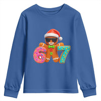 Funny 67 Meme Gingerbread Donut Youth Sweatshirt Cool Christmas Cookie Six Seven Santa Hat Sprinkles - Wonder Print Shop