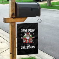 Funny Pew Pew Santa Christmas Garden Flag Angry Santa with Candy Cane Guns Holiday Humor - Wonder Print Shop
