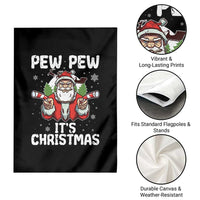 Funny Pew Pew Santa Christmas Garden Flag Angry Santa with Candy Cane Guns Holiday Humor - Wonder Print Shop
