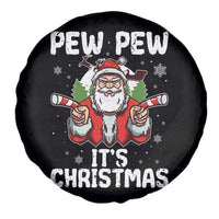 Funny Pew Pew Santa Christmas Spare Tire Cover Angry Santa with Candy Cane Guns Holiday Humor - Wonder Print Shop