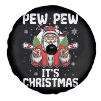 Funny Pew Pew Santa Christmas Spare Tire Cover Angry Santa with Candy Cane Guns Holiday Humor - Wonder Print Shop