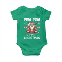Funny Pew Pew Santa Christmas Baby Onesie Angry Santa with Candy Cane Guns Holiday Humor - Wonder Print Shop