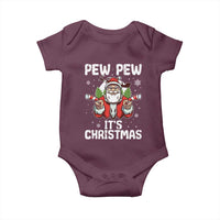 Funny Pew Pew Santa Christmas Baby Onesie Angry Santa with Candy Cane Guns Holiday Humor - Wonder Print Shop