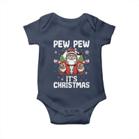 Funny Pew Pew Santa Christmas Baby Onesie Angry Santa with Candy Cane Guns Holiday Humor - Wonder Print Shop