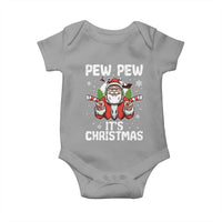 Funny Pew Pew Santa Christmas Baby Onesie Angry Santa with Candy Cane Guns Holiday Humor - Wonder Print Shop