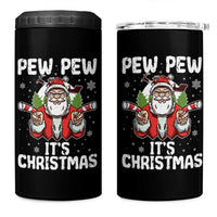 Funny Pew Pew Santa Christmas 4 in 1 Can Cooler Tumbler Angry Santa with Candy Cane Guns Holiday Humor - Wonder Print Shop