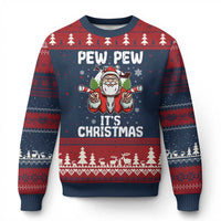 Funny Pew Pew Santa Xmas Ugly Christmas Sweater Angry Santa with Candy Cane Guns Holiday Humor - Wonder Print Shop