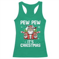 Funny Pew Pew Santa Christmas Racerback Tank Top Angry Santa with Candy Cane Guns Holiday Humor - Wonder Print Shop