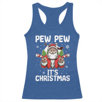 Funny Pew Pew Santa Christmas Racerback Tank Top Angry Santa with Candy Cane Guns Holiday Humor - Wonder Print Shop