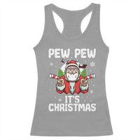 Funny Pew Pew Santa Christmas Racerback Tank Top Angry Santa with Candy Cane Guns Holiday Humor - Wonder Print Shop