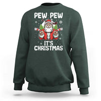 Funny Pew Pew Santa Christmas Sweatshirt Angry Santa with Candy Cane Guns Holiday Humor - Wonder Print Shop