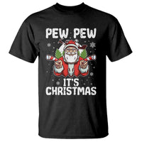Funny Pew Pew Santa Christmas T Shirt Angry Santa with Candy Cane Guns Holiday Humor - Wonder Print Shop