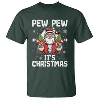 Funny Pew Pew Santa Christmas T Shirt Angry Santa with Candy Cane Guns Holiday Humor - Wonder Print Shop