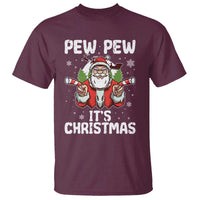 Funny Pew Pew Santa Christmas T Shirt Angry Santa with Candy Cane Guns Holiday Humor - Wonder Print Shop