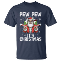 Funny Pew Pew Santa Christmas T Shirt Angry Santa with Candy Cane Guns Holiday Humor - Wonder Print Shop