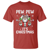 Funny Pew Pew Santa Christmas T Shirt Angry Santa with Candy Cane Guns Holiday Humor - Wonder Print Shop