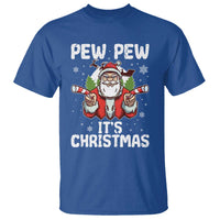Funny Pew Pew Santa Christmas T Shirt Angry Santa with Candy Cane Guns Holiday Humor - Wonder Print Shop