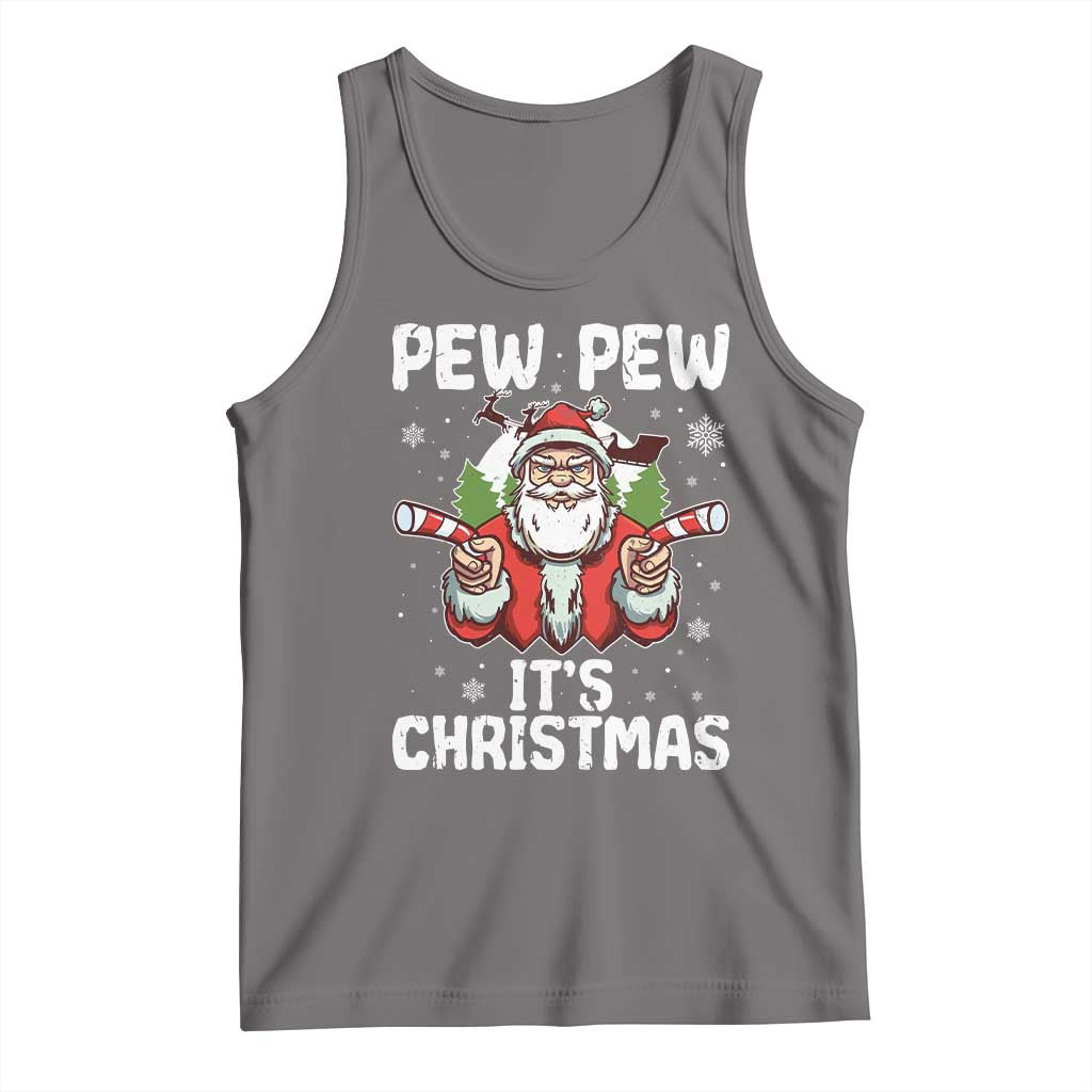Funny Pew Pew Santa Christmas Tank Top Angry Santa with Candy Cane Guns Holiday Humor - Wonder Print Shop