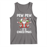 Funny Pew Pew Santa Christmas Tank Top Angry Santa with Candy Cane Guns Holiday Humor - Wonder Print Shop