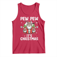 Funny Pew Pew Santa Christmas Tank Top Angry Santa with Candy Cane Guns Holiday Humor - Wonder Print Shop
