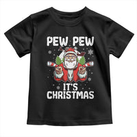 Funny Pew Pew Santa Christmas Toddler T Shirt Angry Santa with Candy Cane Guns Holiday Humor - Wonder Print Shop