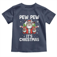 Funny Pew Pew Santa Christmas Toddler T Shirt Angry Santa with Candy Cane Guns Holiday Humor - Wonder Print Shop
