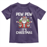 Funny Pew Pew Santa Christmas Toddler T Shirt Angry Santa with Candy Cane Guns Holiday Humor - Wonder Print Shop