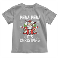 Funny Pew Pew Santa Christmas Toddler T Shirt Angry Santa with Candy Cane Guns Holiday Humor - Wonder Print Shop