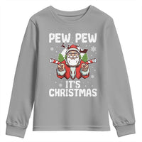Funny Pew Pew Santa Christmas Youth Sweatshirt Angry Santa with Candy Cane Guns Holiday Humor - Wonder Print Shop