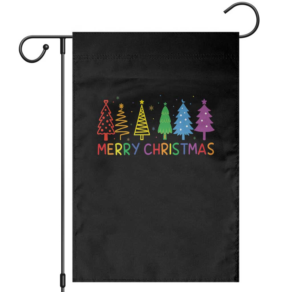Colorful Rainbow Christmas Trees Garden Flag Merry Xmas Fun Festive Holiday Pride Gift - Wonder Print Shop